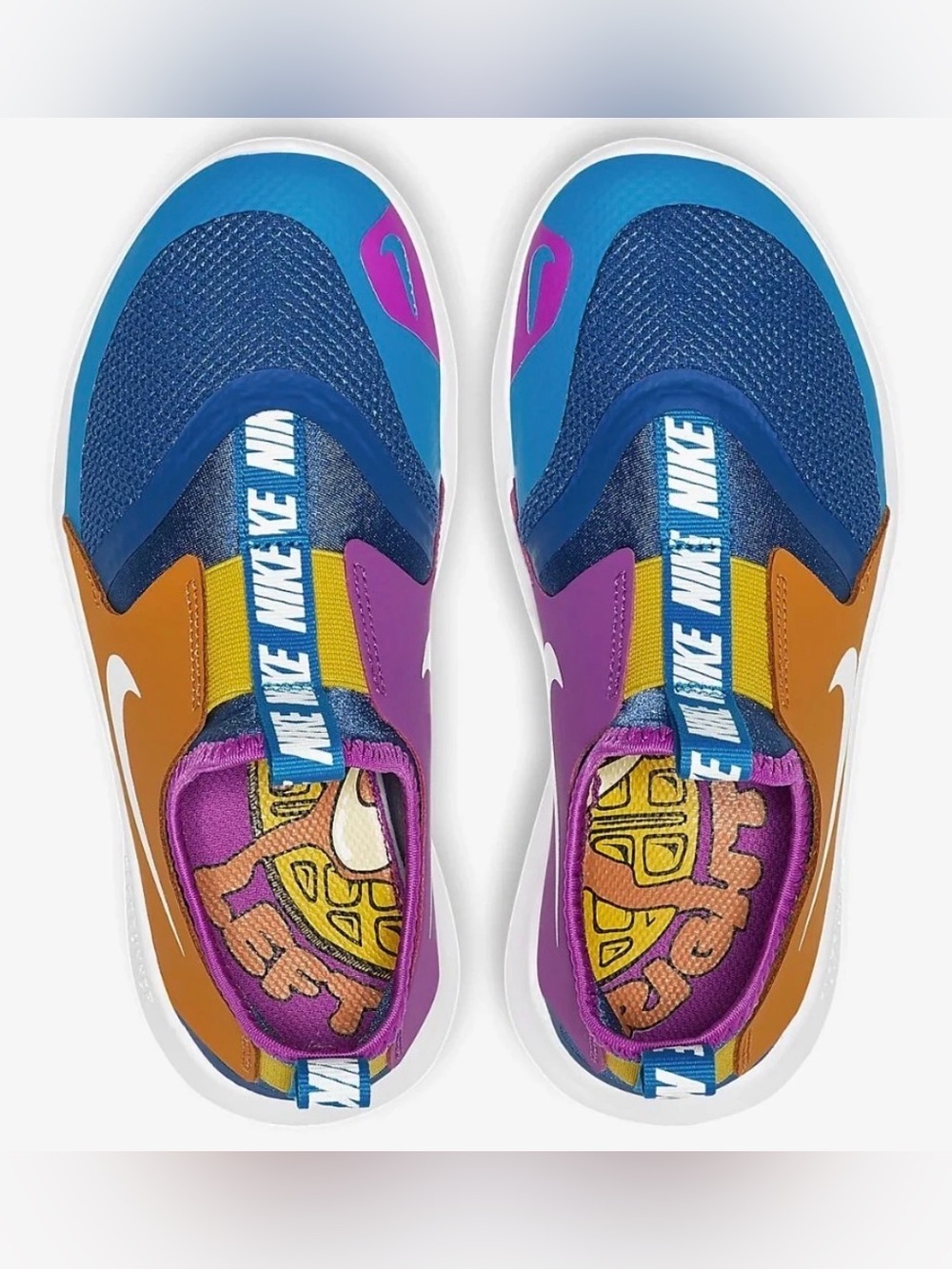 Nike Kids Slip-On Sneakers in Teal, Pink, Orange